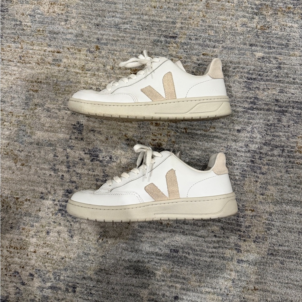 Veja V12 white leather sneakers.